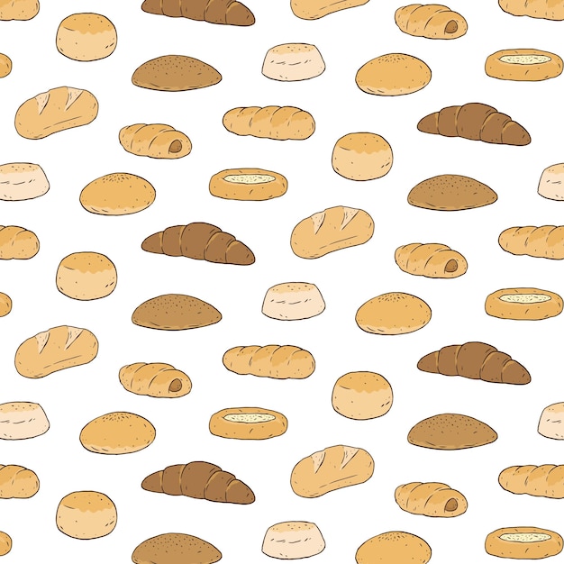 Set van brood en bakkerijproduct hand getekende vectorillustratie