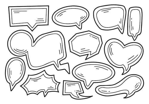 Vector set van bubble speech doodle overzicht illustratie bundel