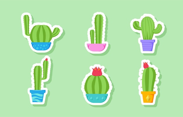 Set van Cactus Sticker Design