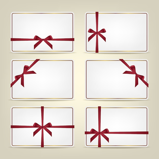 Set van cadeaubonnen met linten. achtergrond of sjabloon.