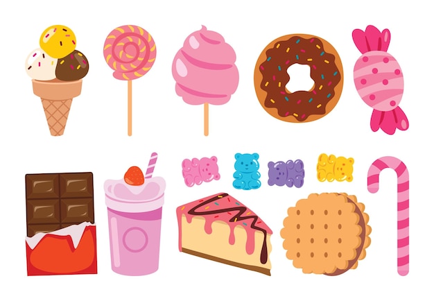 Vector set van cakes en desserts