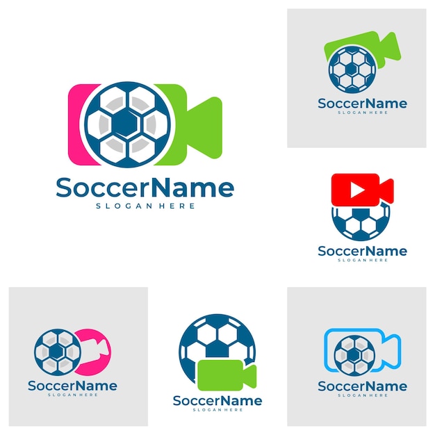 Set van camera voetbal logo sjabloon voetbal logo ontwerp vector