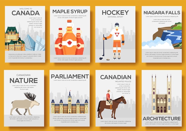 Set van canada land ornament reisreis. kunst traditioneel, poster, abstract, banners, element.