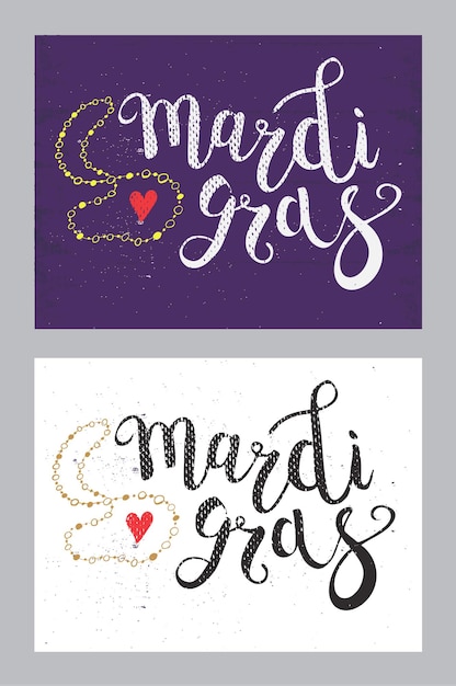 Set van carnaval mardi gras brush pen teken mardi gras kalligrafische