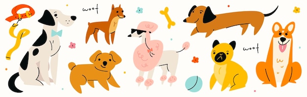 Set van cartoon grappige honden