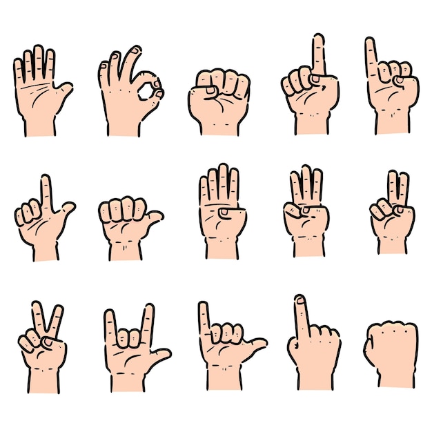 Vector set van cartoon hand