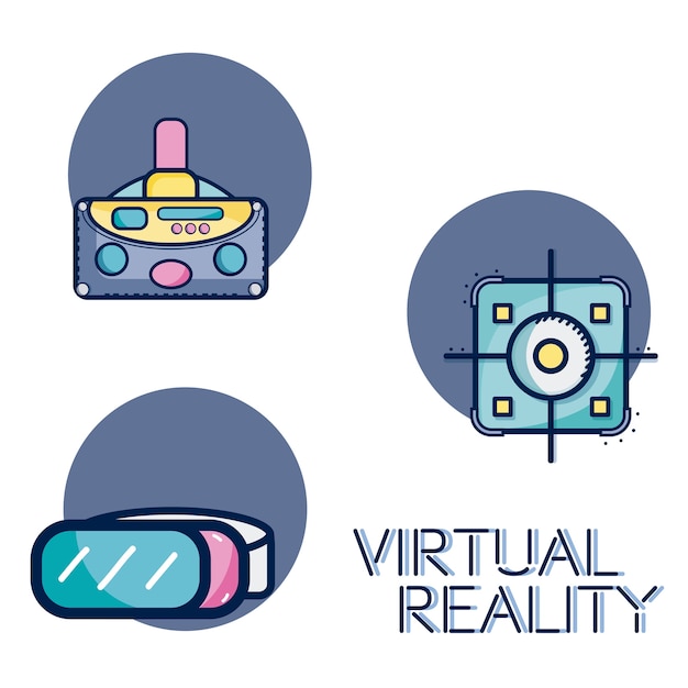 Set van cartoons voor virtuele realiteit