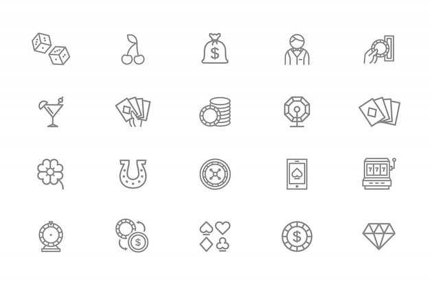 Set van casino lijn iconen.