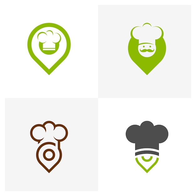 Set van chef-kok hoed met punt Logo ontwerp sjabloon Vector pictogram symbool creatieve ontwerpconcepten