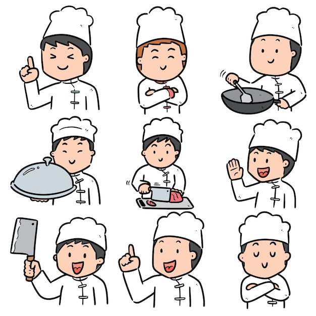 Vector set van chef-kok