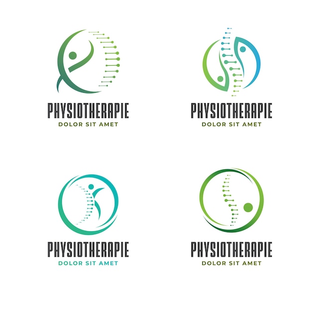 Set van chiropractie fysiotherapie logo ontwerpsjabloon