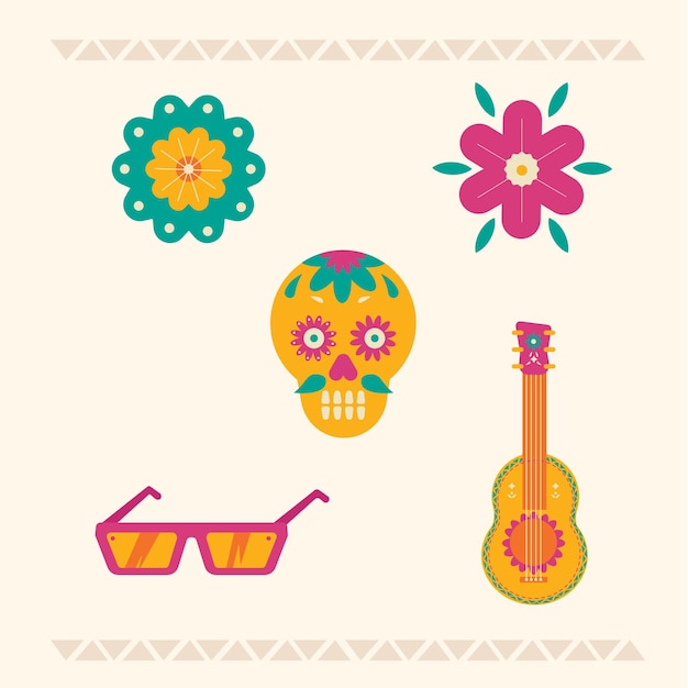 Set van Cindo de Mayo creatieve platte vectorillustratie
