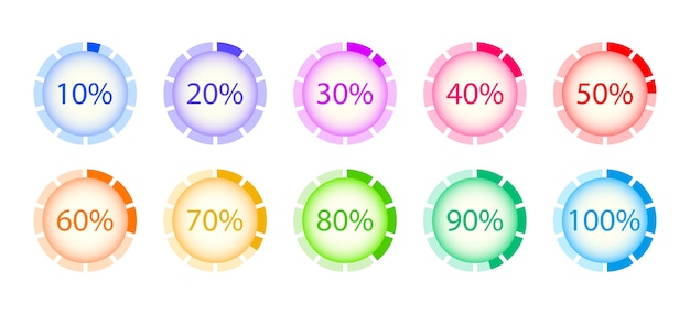 Set van cirkel laden. voortgang downloads in procenten. elementen