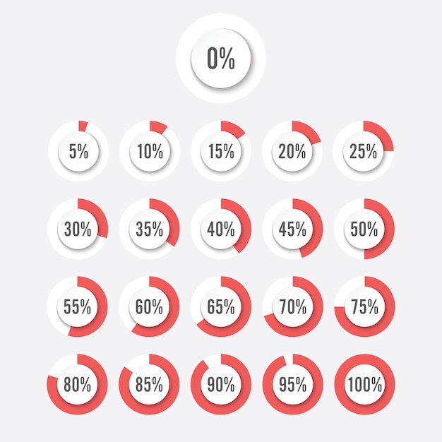 Vector set van cirkel percentage diagrammen voor infographics ontwerpelementen