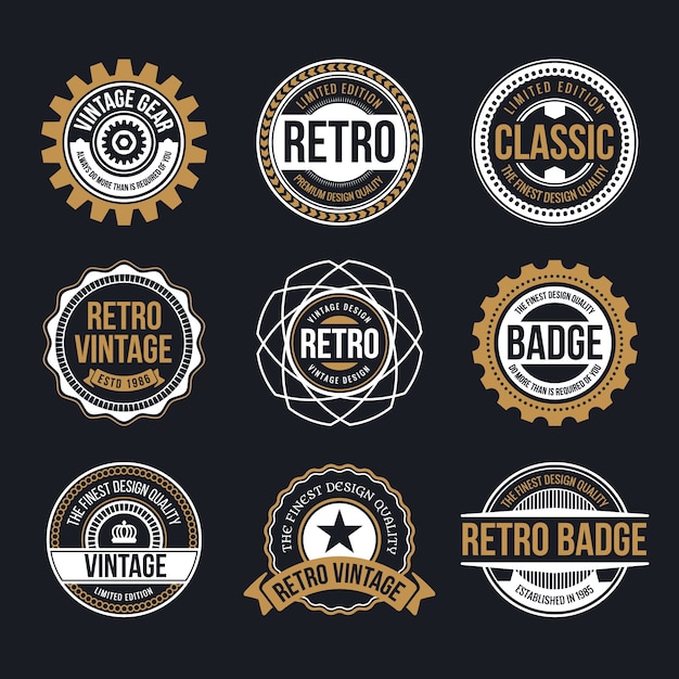 Set van cirkel Vintage en ronde vorm Retro badge ontwerp