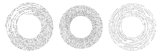 Set van cirkelvormige halftone gestreepte achtergronden