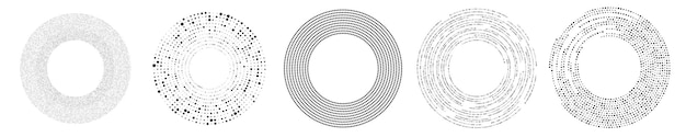 Set van cirkelvormige halftone gestreepte achtergronden