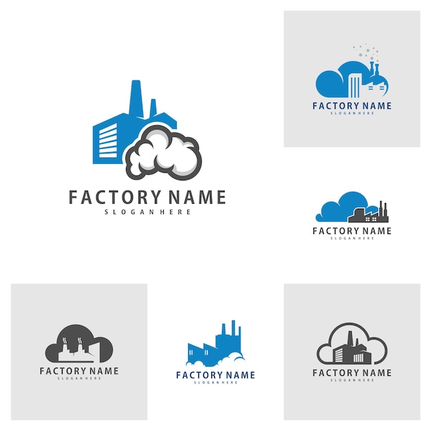 Set van Cloud Factory logo ontwerp vector Creative Factory logo ontwerp sjabloon illustratie