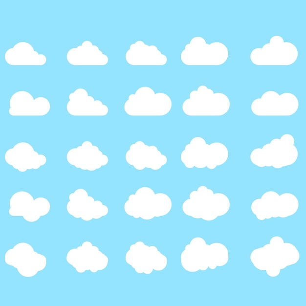Set van Cloud pictogrammen in trendy vlakke stijl geïsoleerd op blauwe achtergrond