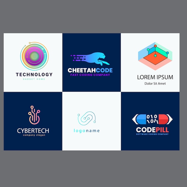 Set van Code Boost Logo ontwerpen concept vector Rocket Code logo sjabloon icoon vector