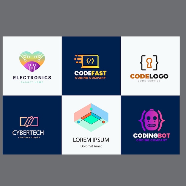 Set van Code Boost Logo ontwerpen concept vector Rocket Code logo sjabloon icoon vector