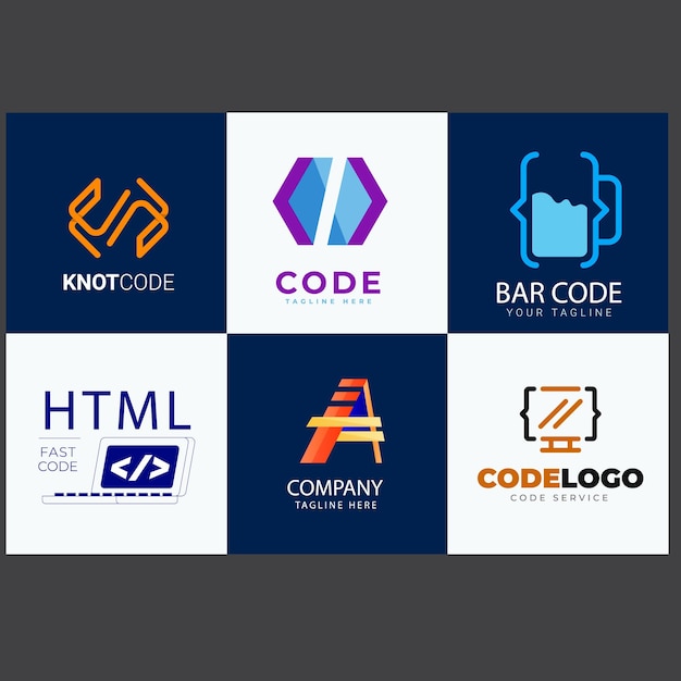 Set van codes en sjablonen voor het ontwerp van het logo van het documentsymbool