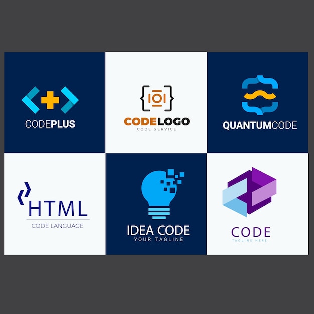 Set van codes en sjablonen voor het ontwerp van het logo van het documentsymbool
