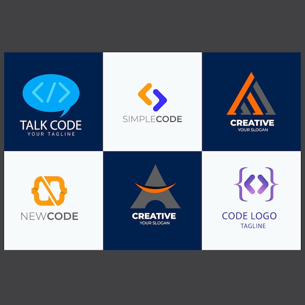 Set van codes en sjablonen voor het ontwerp van het logo van het documentsymbool