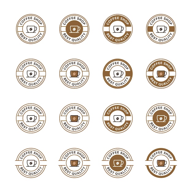 Set van coffeeshop logo badge stempel vector ontwerp