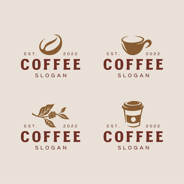 Set van coffeeshop logo ontwerpsjabloon