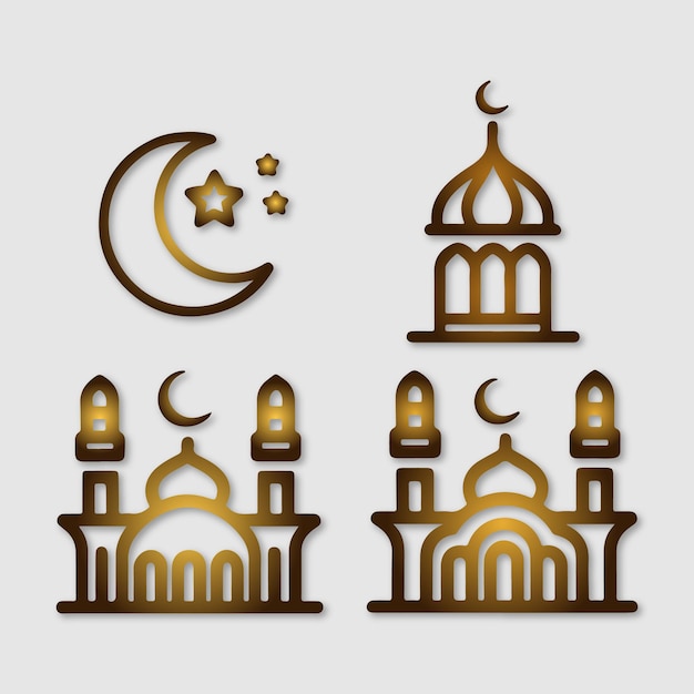 set van collectie moskee vector ontwerp