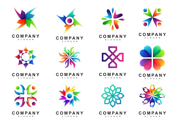 Set van coloful abstracte cirkel logo