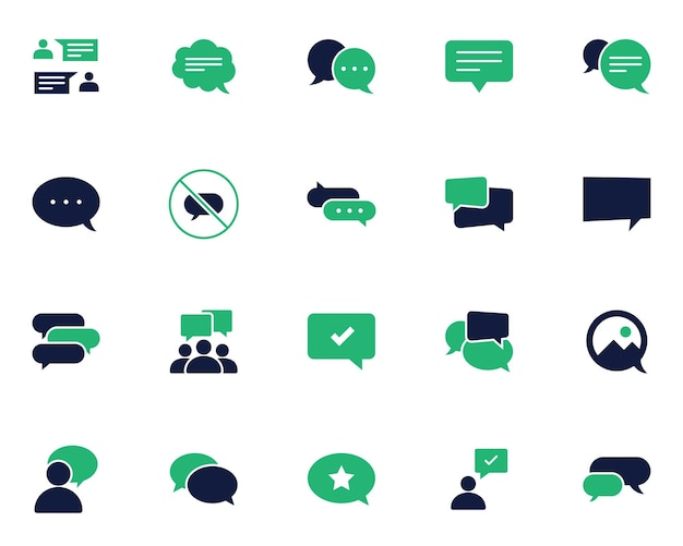 Set van communicatie iconen praten gemeenschap tekstballon
