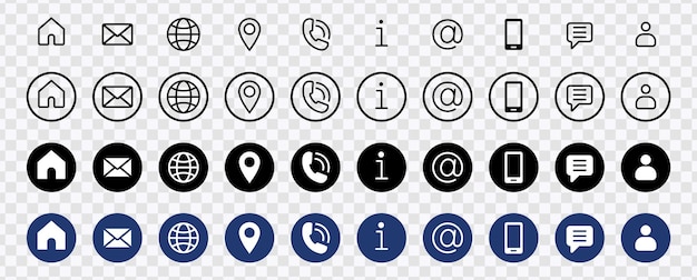 set van contact met ons iconen vector illustratie web icon set website icon vector eps 10