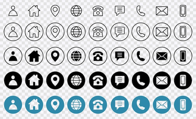 set van contact met ons iconsillustratie web icon set website icon eps 10
