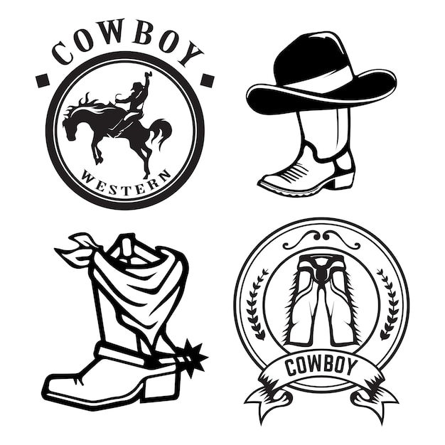 Vector set van cowboy western logo vector sjabloon