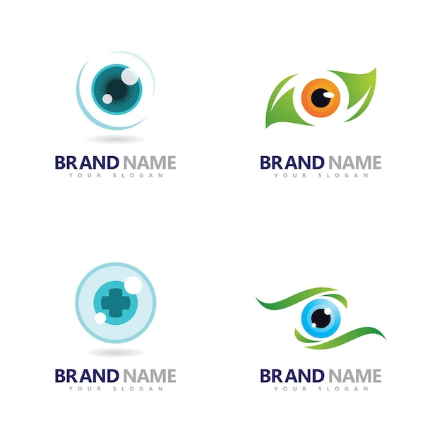 Set van creatief concept ogen logo ontwerpsjabloon oogzorg logo pictogram