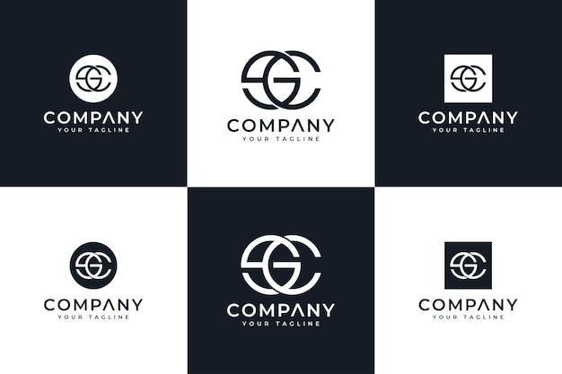 Set van creatief letter sc logo-ontwerp voor alle toepassingen