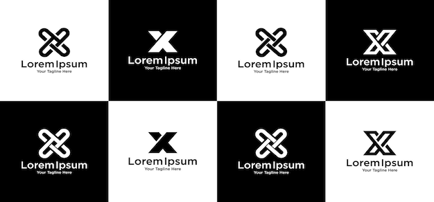 Set van creatief monogram letter x logo-ontwerp