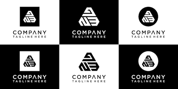 set van creatief monogram logo-ontwerp