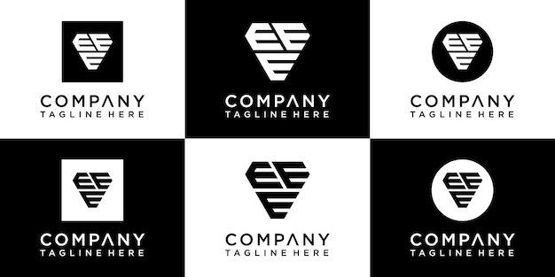 Set van creatief monogram logo-ontwerp