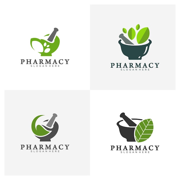 Set van creatieve apotheek Concept Logo ontwerpsjabloon Medische apotheek Logo Vector pictogram symbool