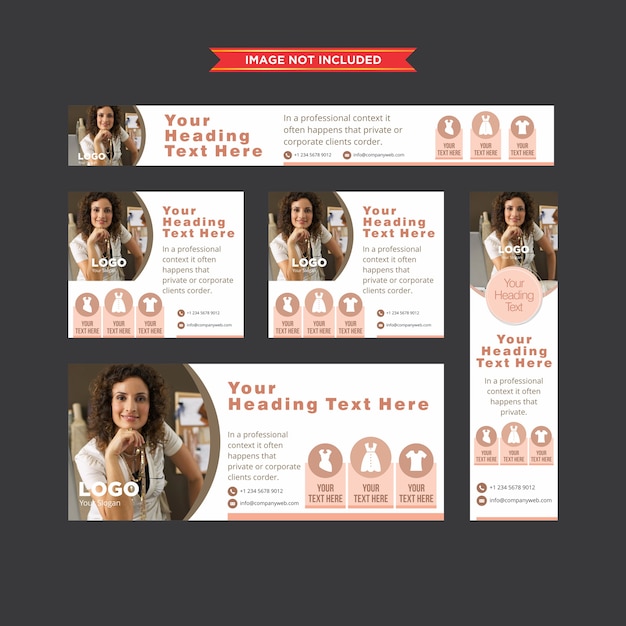 Set van creatieve beige en witte webbanners