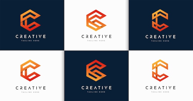 Set van creatieve brief monogram stijl logo ontwerpsjabloon