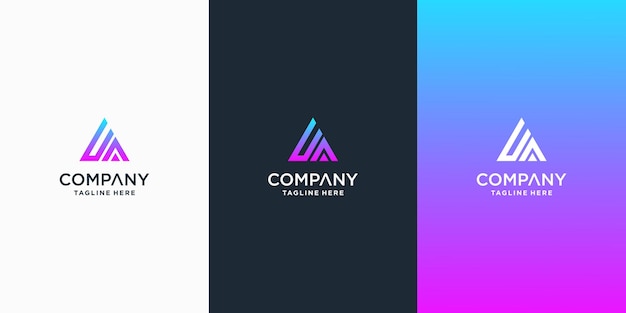 Set van creatieve brief ua logo ontwerpsjabloon premium