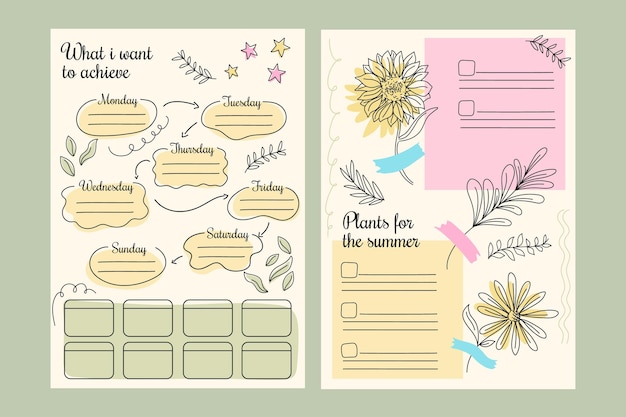 Set van creatieve bullet journal planner