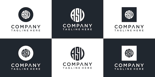 Set van creatieve cirkel monogram logo-ontwerp