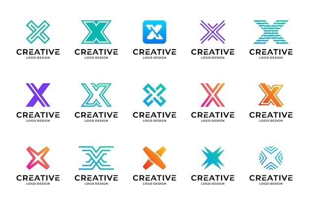 Set van creatieve eerste letter X-logo-ontwerp Verzameling van letter X-logotype