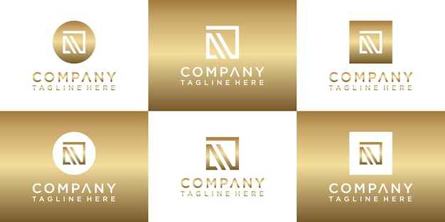 Set van creatieve gouden monogram logo-ontwerp