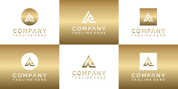 Set van creatieve gouden monogram logo-ontwerp